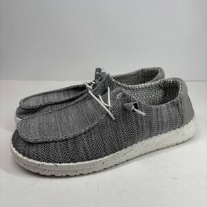 Hey Dude Wally Stretch Sox Women's US 11D Light Grey Knit Slip-On Casual Loafer